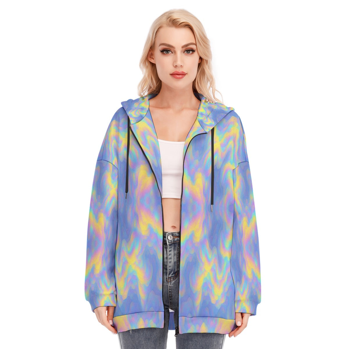 Women's Long Hoodie With Zipper Closure