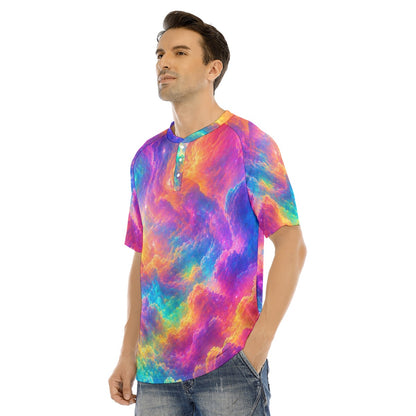 Men's Raglan Sleeve T-shirt With Button Closure
