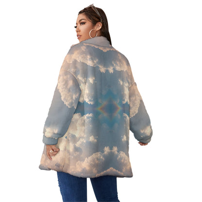 Unisex Borg Fleece Stand-up Collar Coat With Zipper Closure(Plus Size)