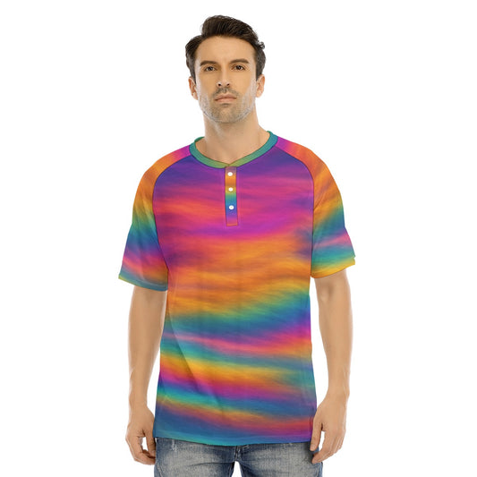 Men's Raglan Sleeve T-shirt With Button Closure