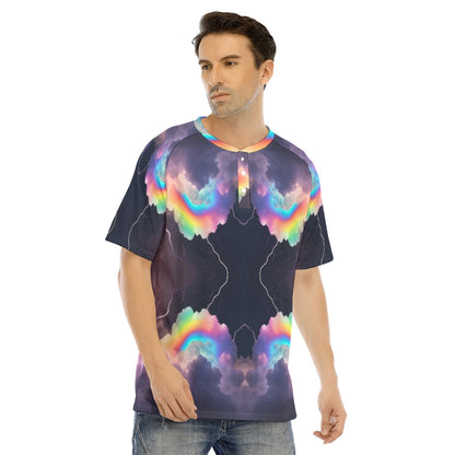 Men's Raglan Sleeve T-shirt With Button Closure