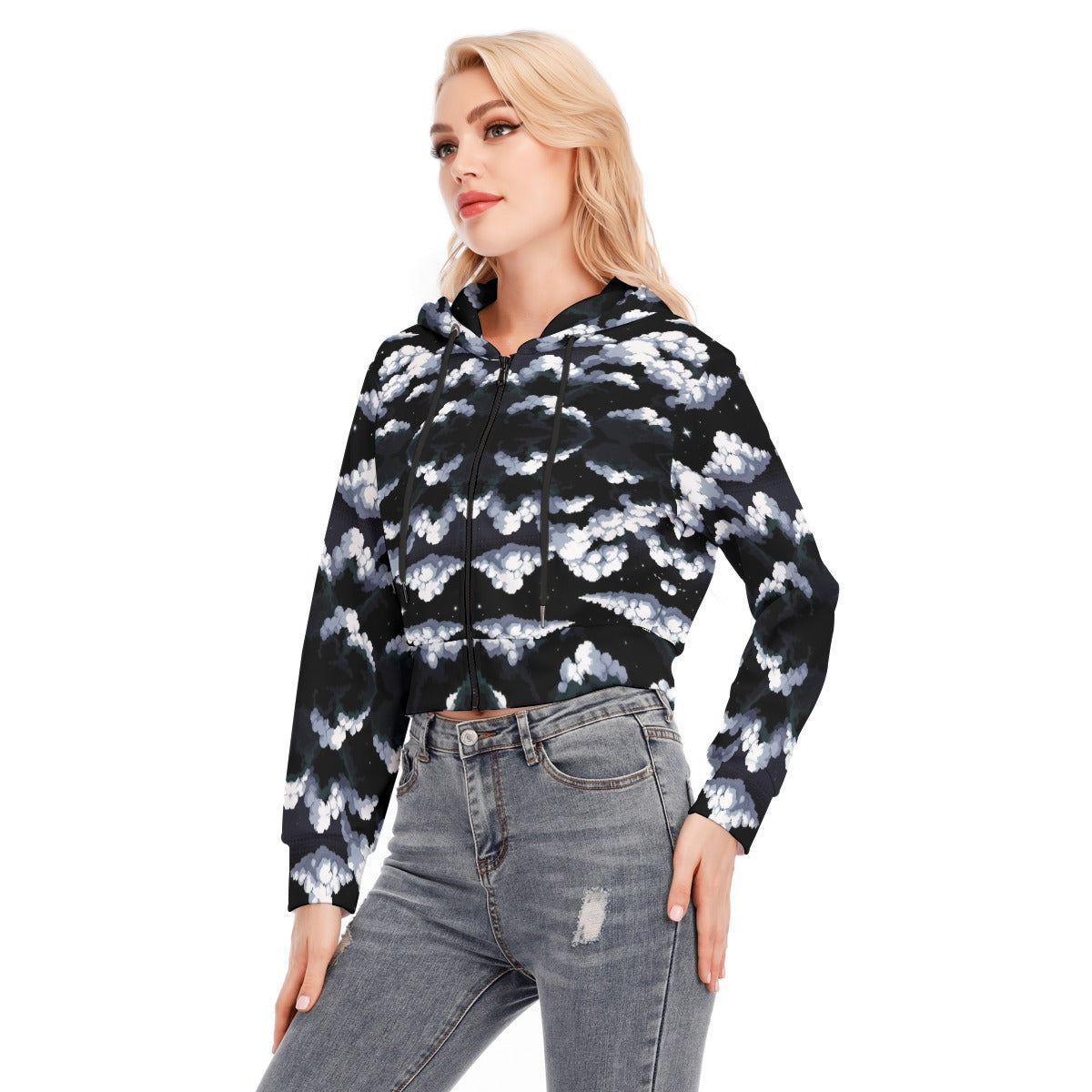 Women's Crop Top Hoodie With Zipper Closure