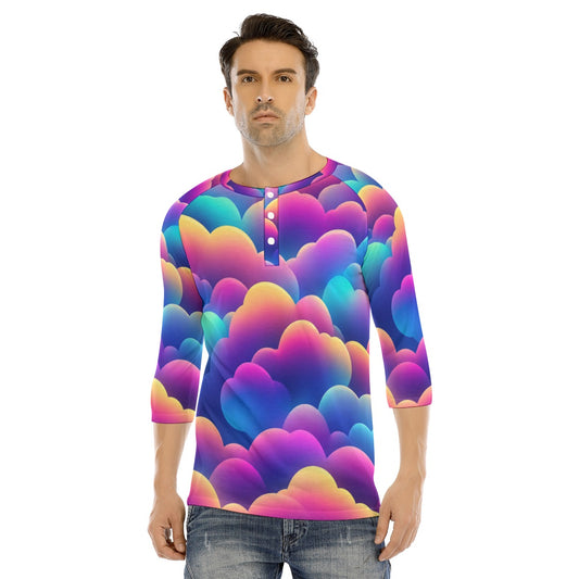 Men's Bracelet Sleeve T-shirt With Button Closure - view 1