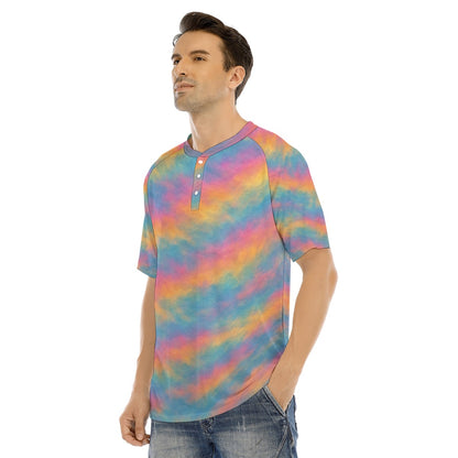 Men's Raglan Sleeve T-shirt With Button Closure