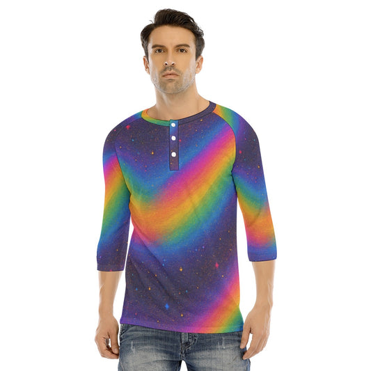 Men's Bracelet Sleeve T-shirt With Button Closure