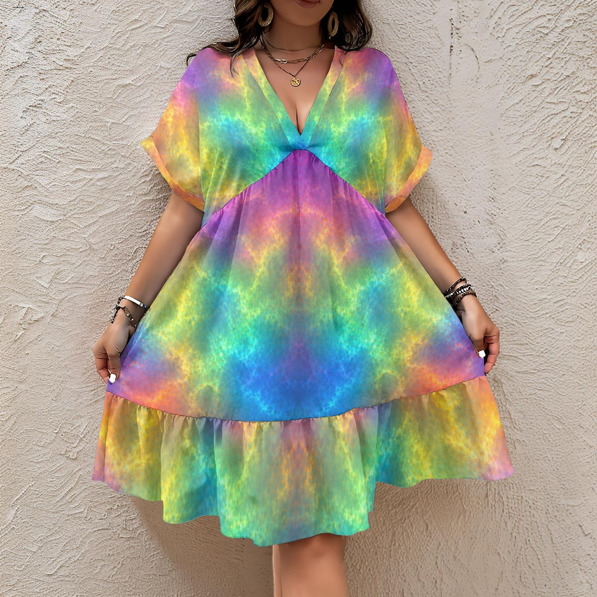 Women’s Floral V-Neck Short Sleeve Dress