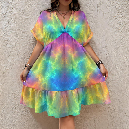 Women’s Floral V-Neck Short Sleeve Dress