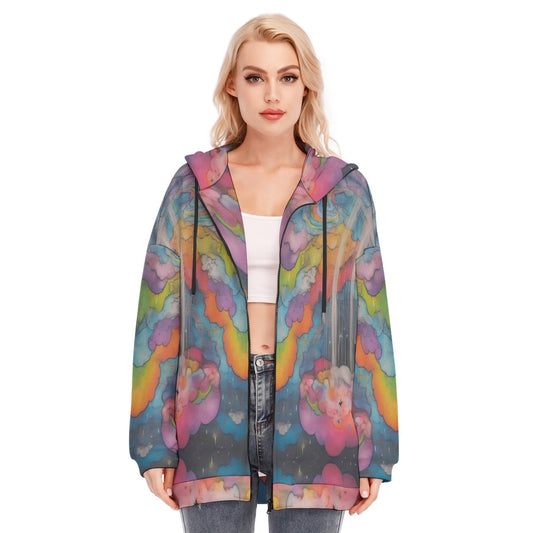 Women's Long Hoodie With Zipper Closure