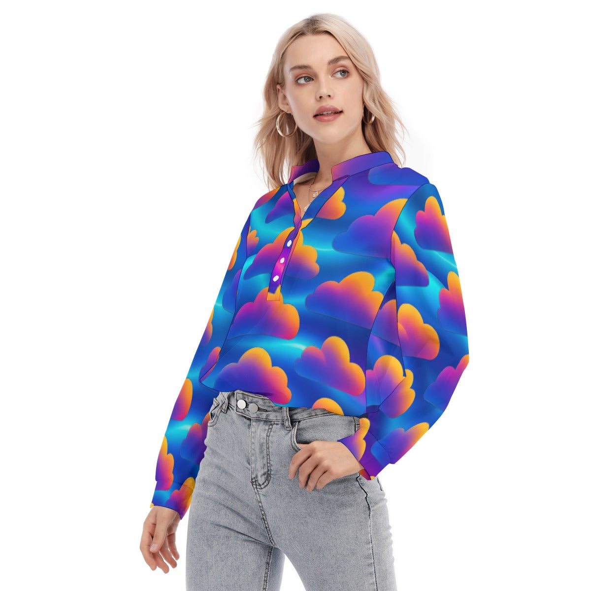 Women's Long Sleeve Blouse With Button Closure