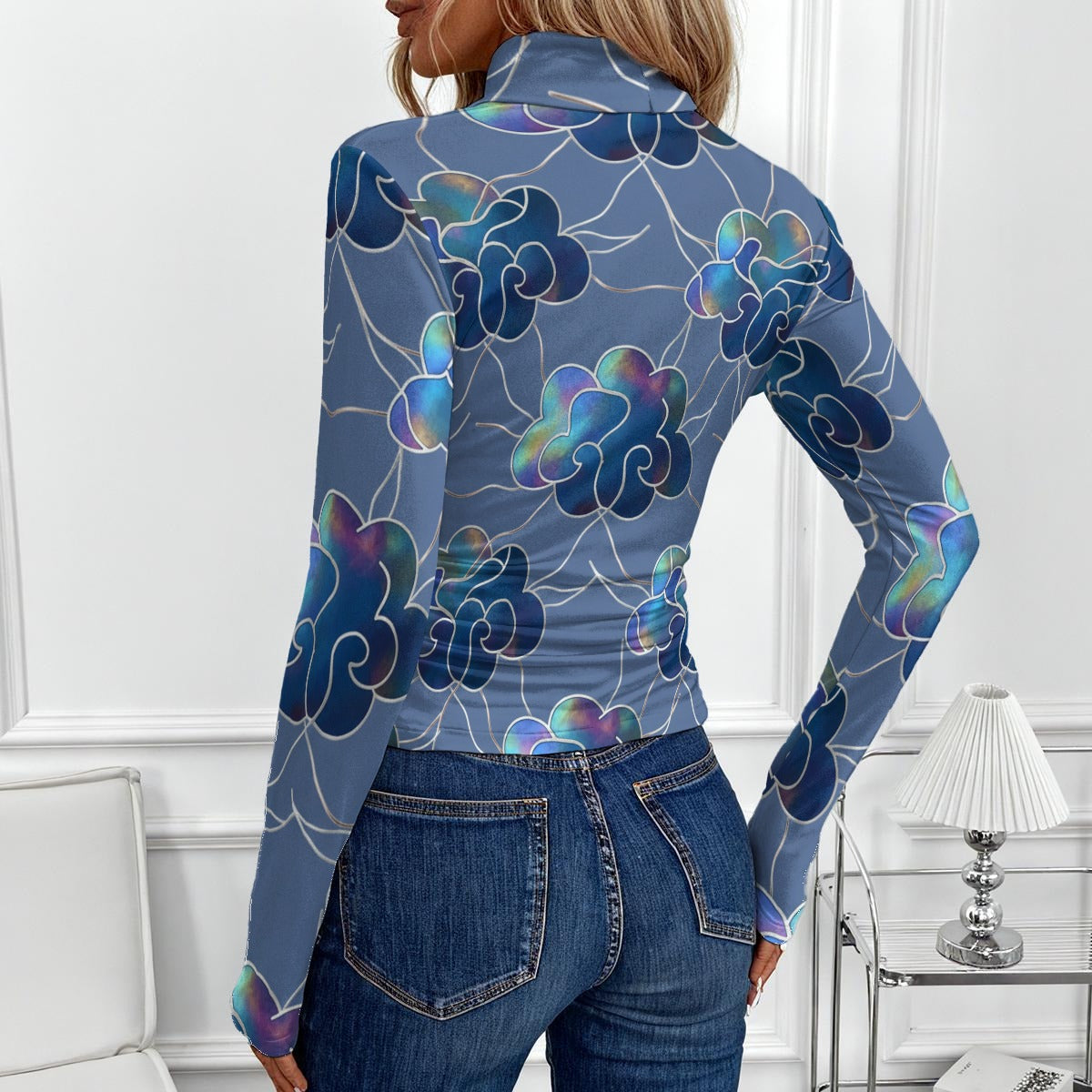 Women's Women's High-Neck Top With Long Sleeve