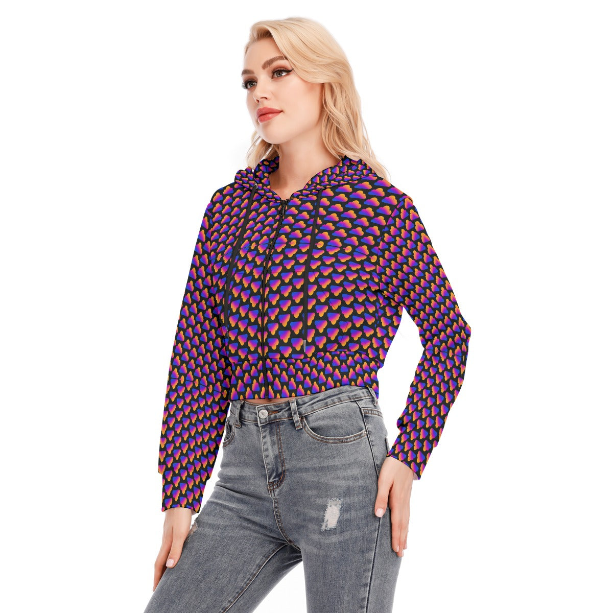 Women's Crop Top Hoodie With Zipper Closure