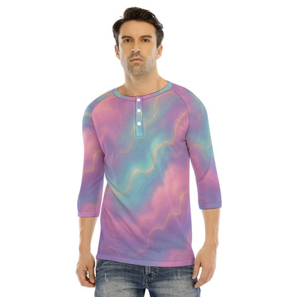 Men's Bracelet Sleeve T-shirt With Button Closure - view 1