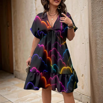 Women’s Floral V-Neck Short Sleeve Dress