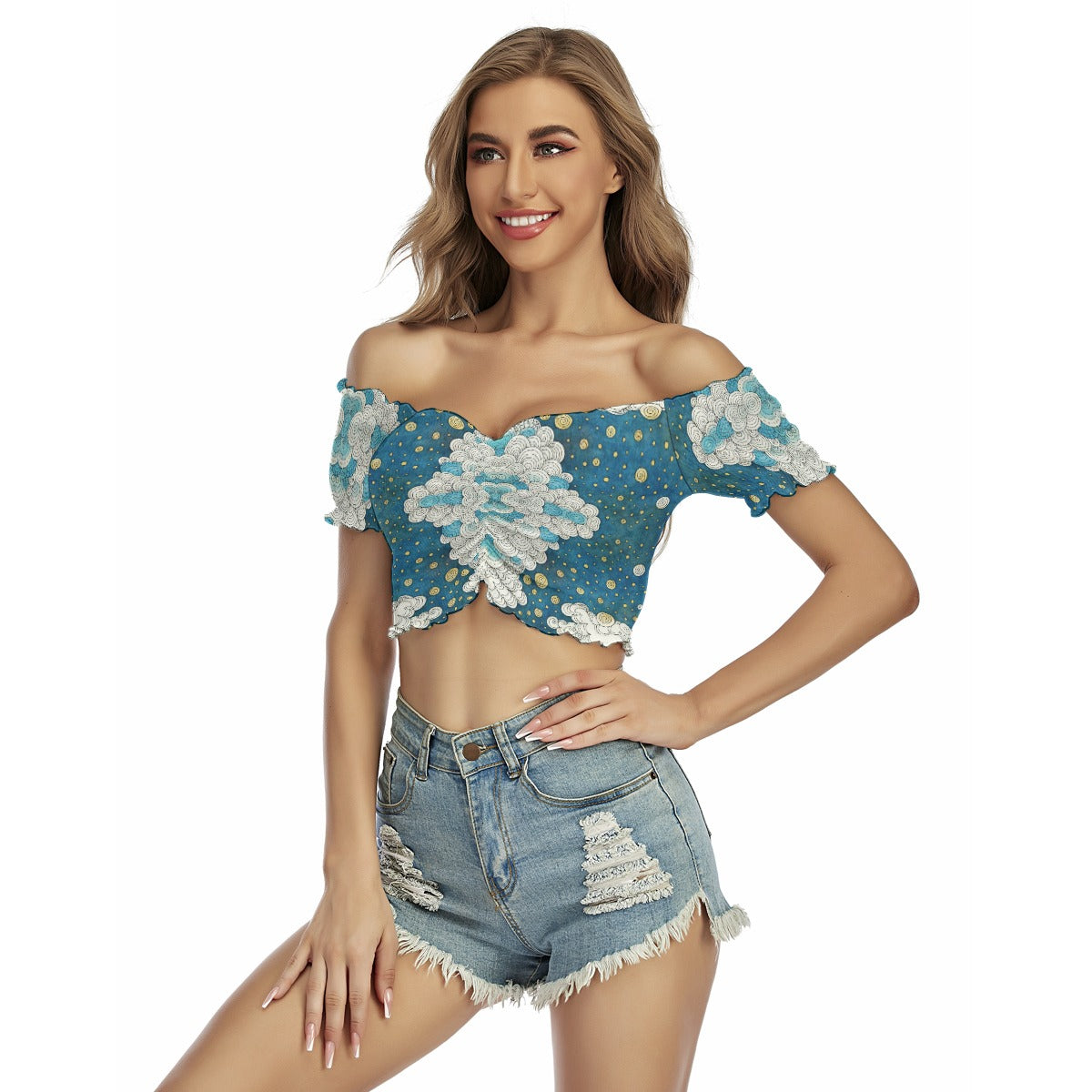 Women's One-shoulder Off-the-navel Short Sleeve T-shirt