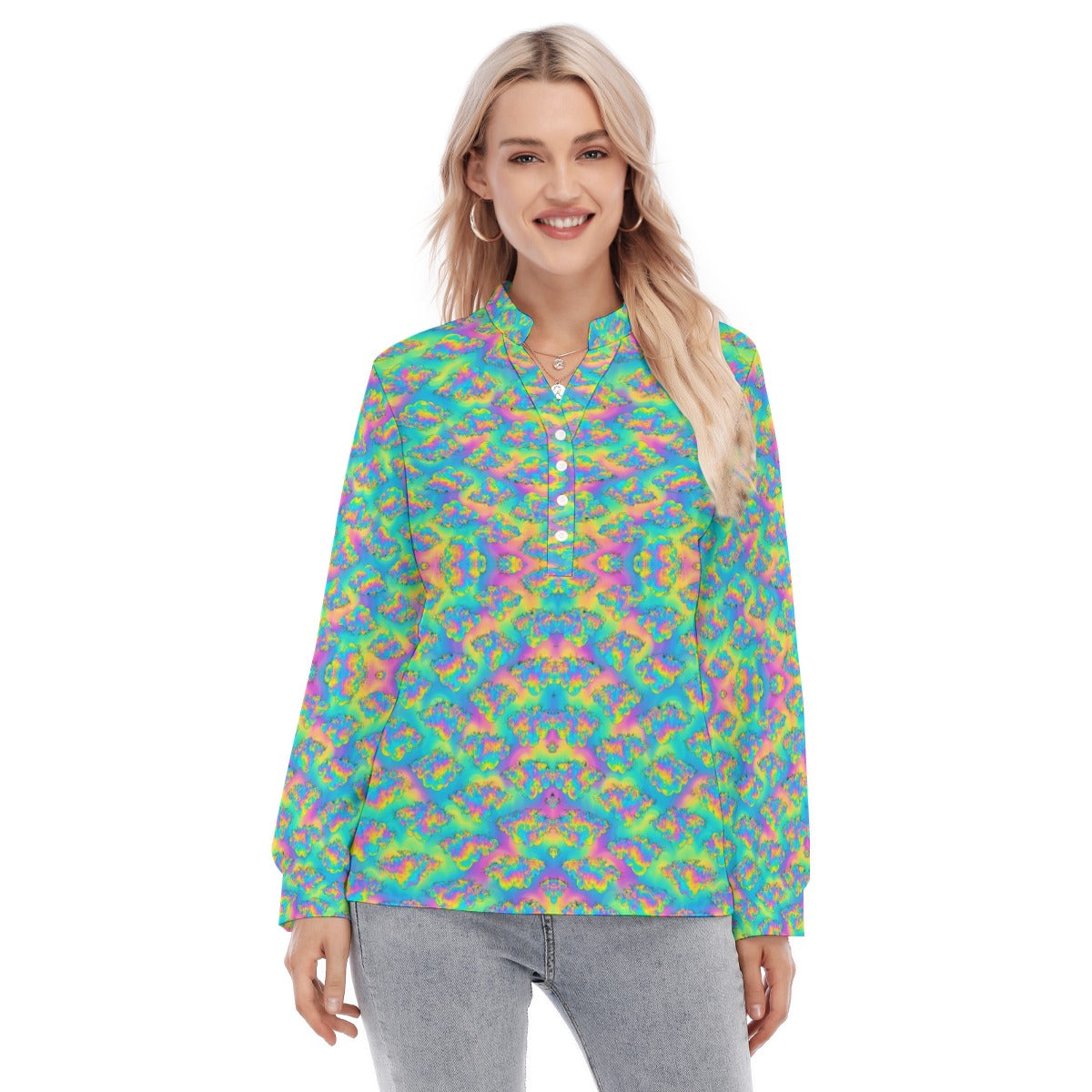 Women's Long Sleeve Blouse With Button Closure