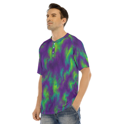 Men's Raglan Sleeve T-shirt With Button Closure