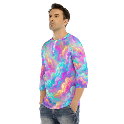 Men's Bracelet Sleeve T-shirt With Button Closure - view 3