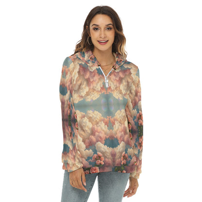 Women's Borg Fleece Hoodie With Half Zip