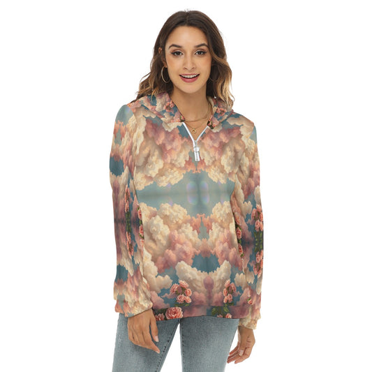 Women's Borg Fleece Hoodie With Half Zip