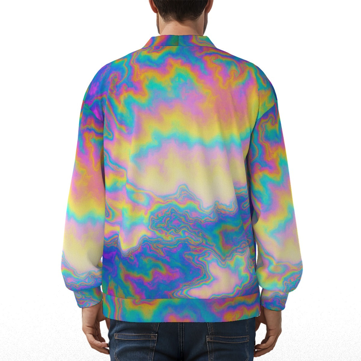 Unisex V-neck Knitted Fleece Cardigan With Button Closure