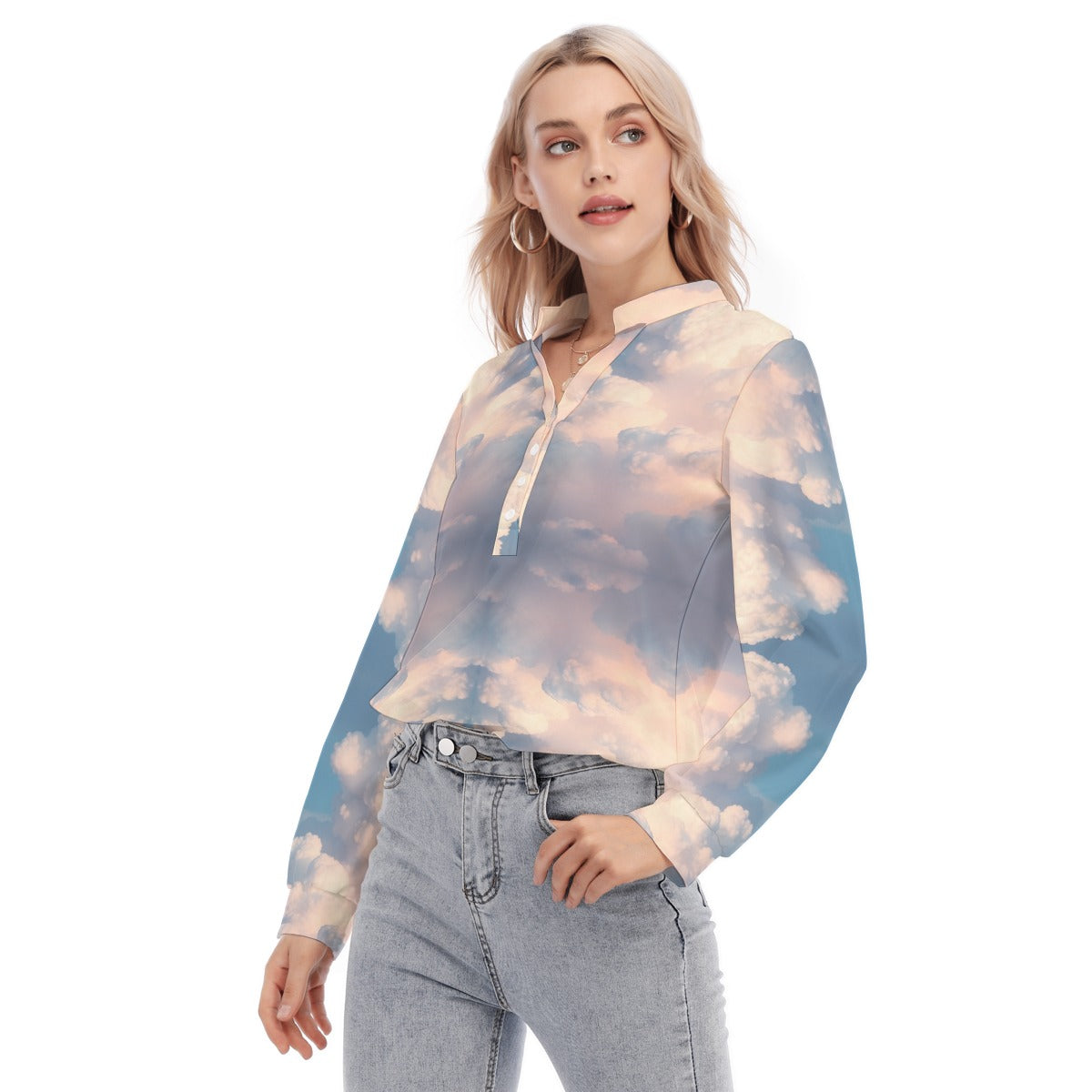 Women's Long Sleeve Blouse With Button Closure