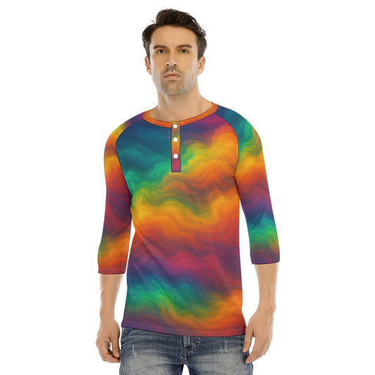 Men's Bracelet Sleeve T-shirt With Button Closure - view 1