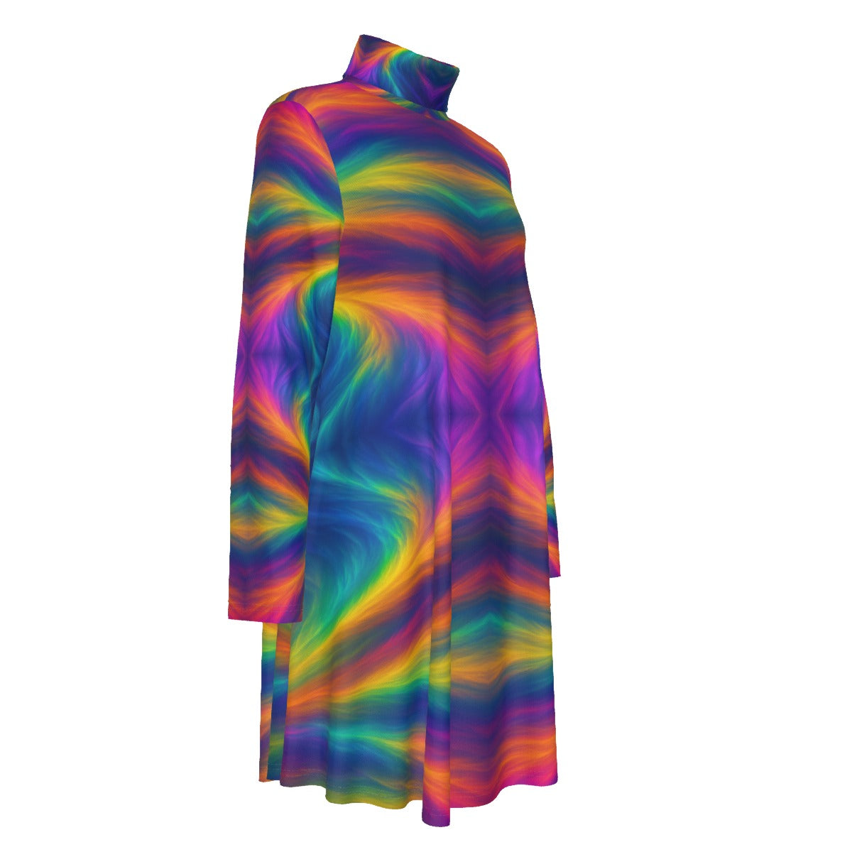 Women's High Neck Dress With Long Sleeve