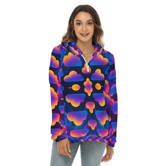 Women's Borg Fleece Hoodie With Half Zip