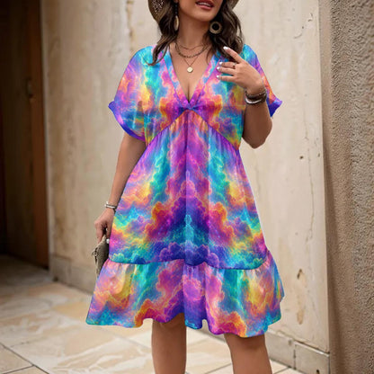 Women’s Floral V-Neck Short Sleeve Dress