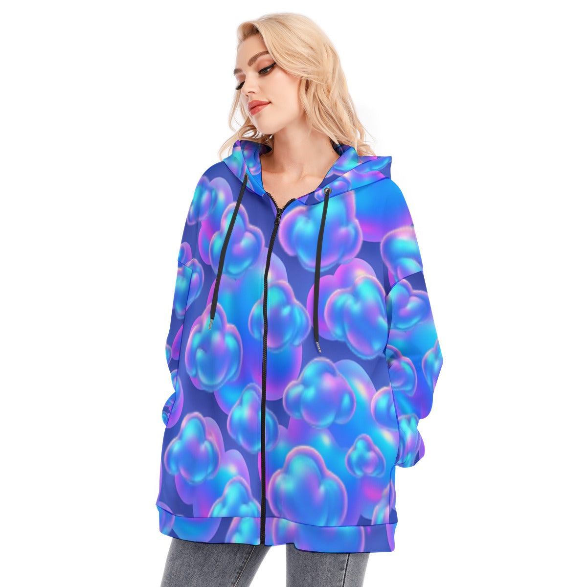Women's Long Hoodie With Zipper Closure