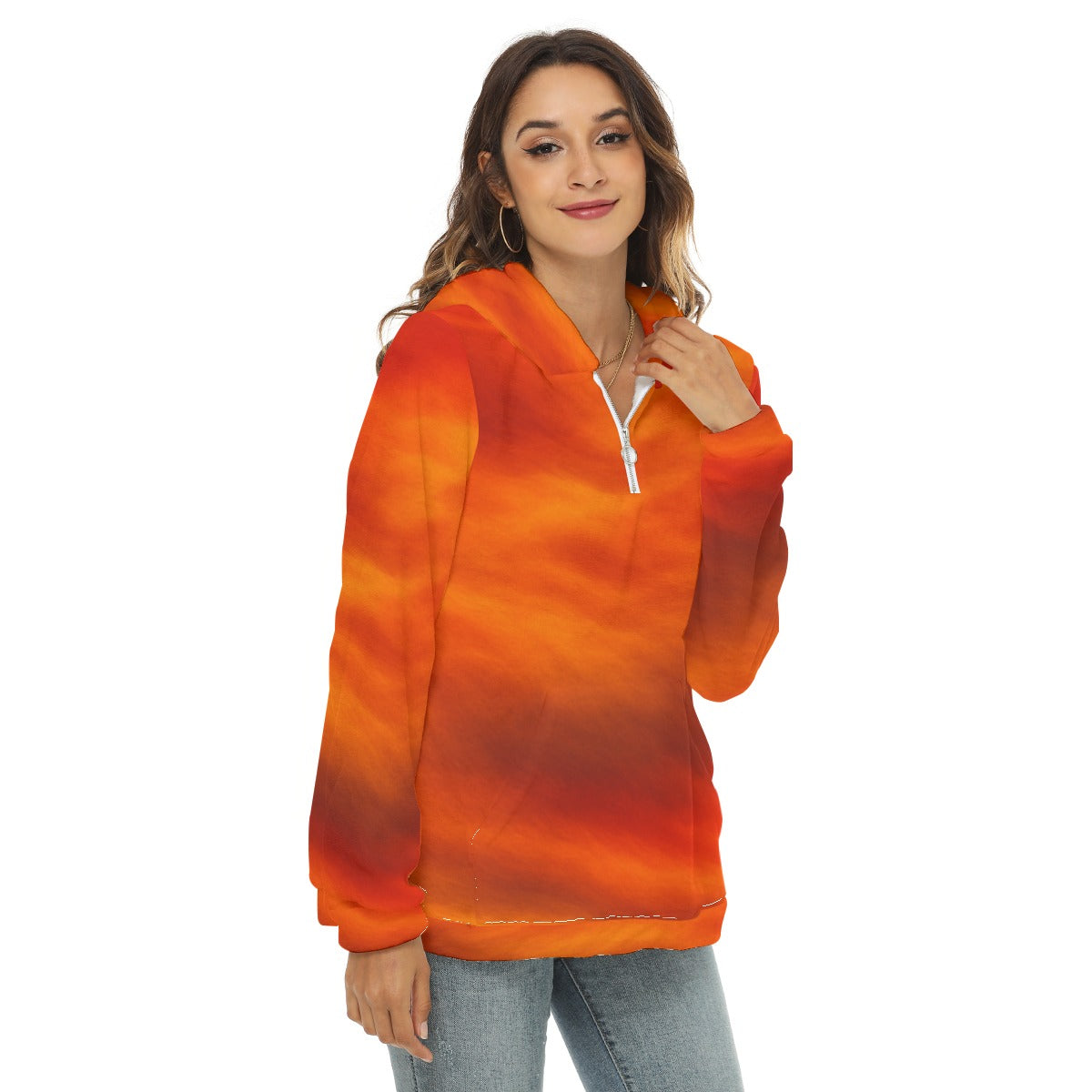 Women's Borg Fleece Hoodie With Half Zip