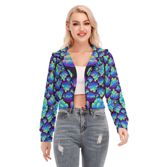 Women's Crop Top Hoodie With Zipper Closure