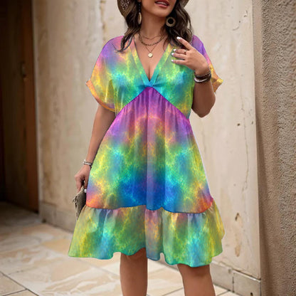 Women’s Floral V-Neck Short Sleeve Dress