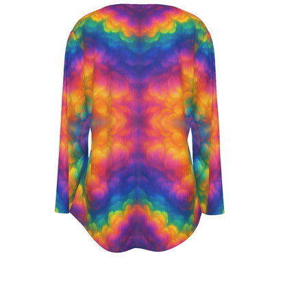 Women's V-neck T-shirt With Irregular Hem