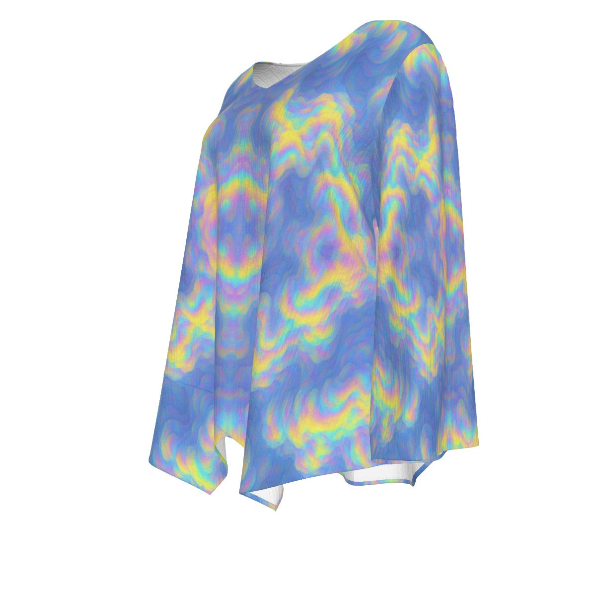 Women's V-neck T-shirt With Irregular Hem