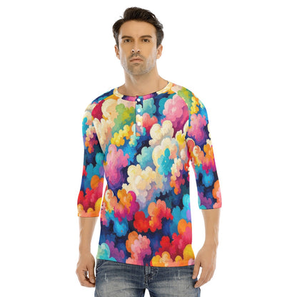 Men's Bracelet Sleeve T-shirt With Button Closure - view 1