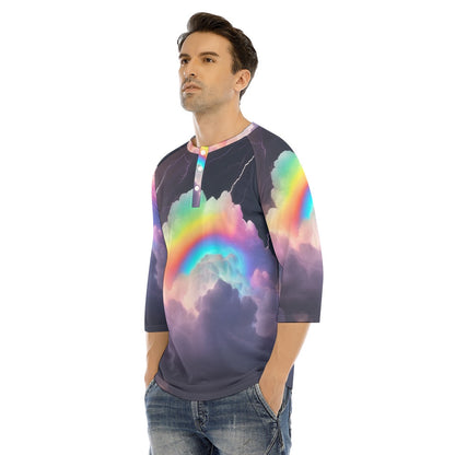 Men's Bracelet Sleeve T-shirt With Button Closure - view 3