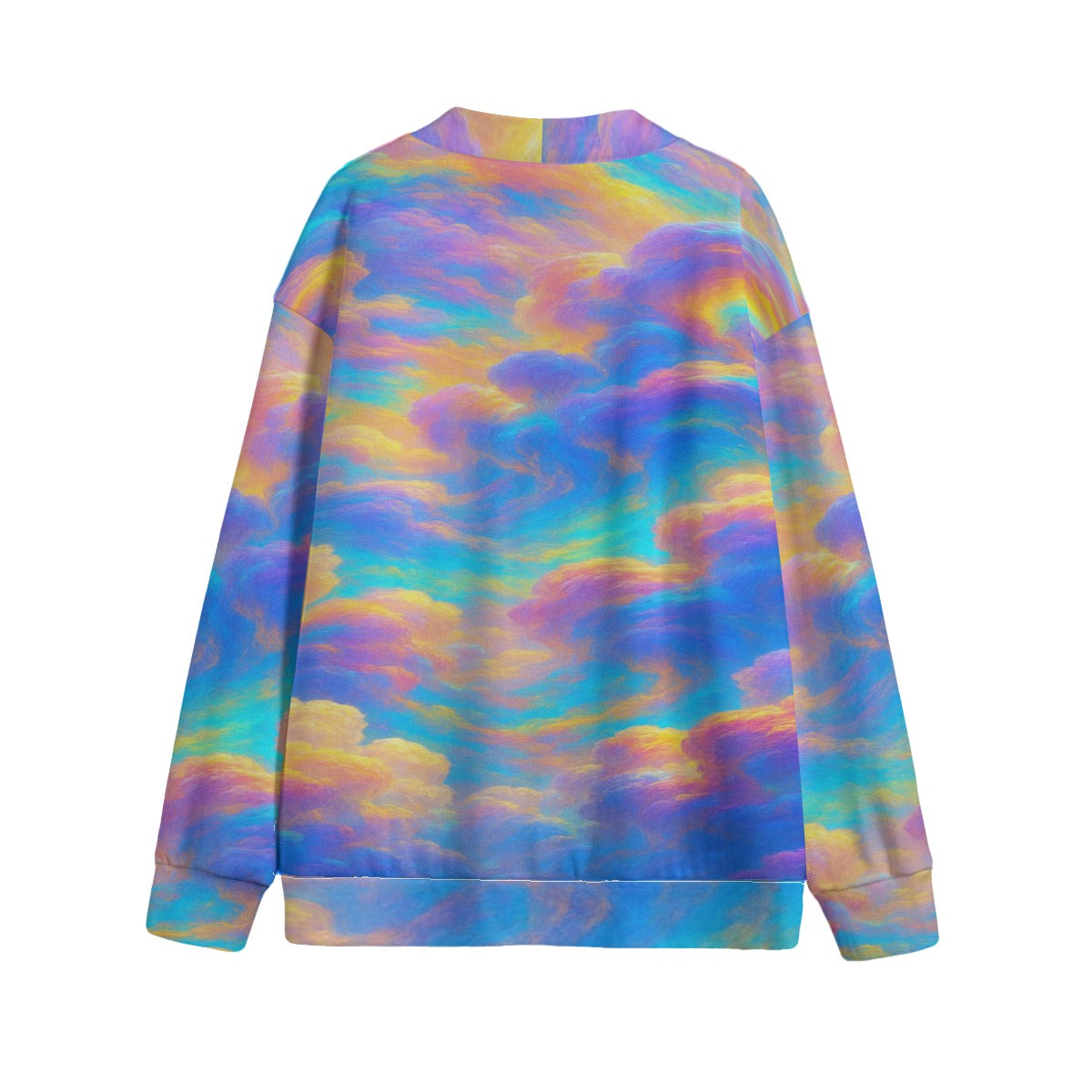 Unisex V-neck Knitted Fleece Cardigan With Button Closure