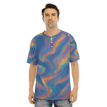 Men's Raglan Sleeve T-shirt With Button Closure