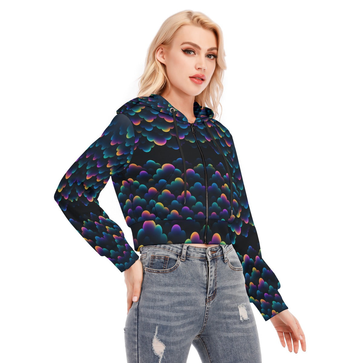 Women's Crop Top Hoodie With Zipper Closure