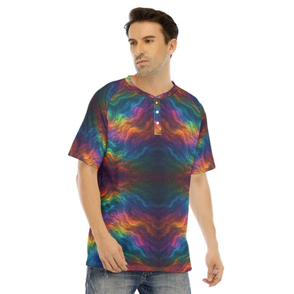 Men's Raglan Sleeve T-shirt With Button Closure
