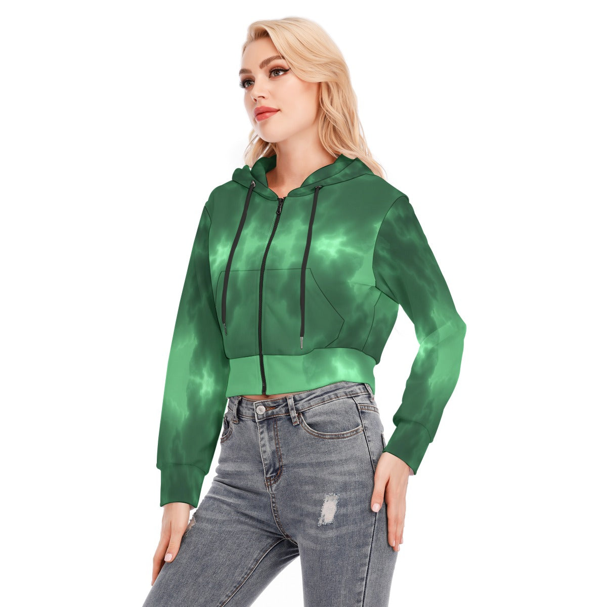 Women's Crop Top Hoodie With Zipper Closure