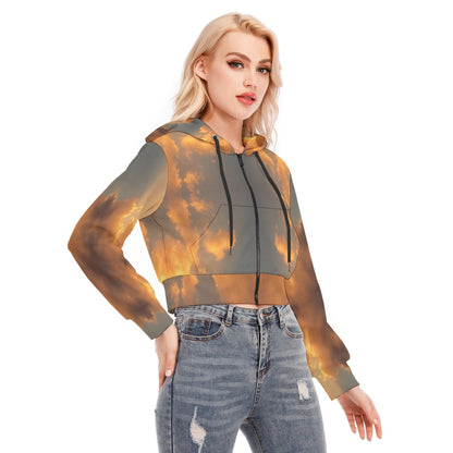 Women's Crop Top Hoodie With Zipper Closure