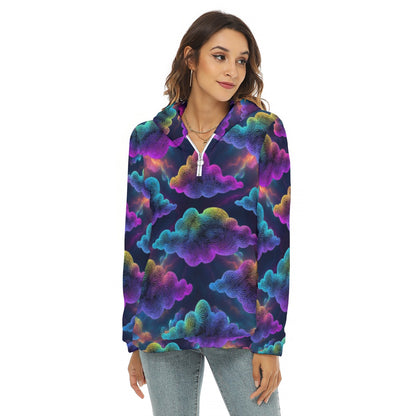 Women's Borg Fleece Hoodie With Half Zip