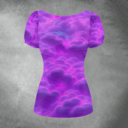 Women's Puff Sleeve Pleated Shirt