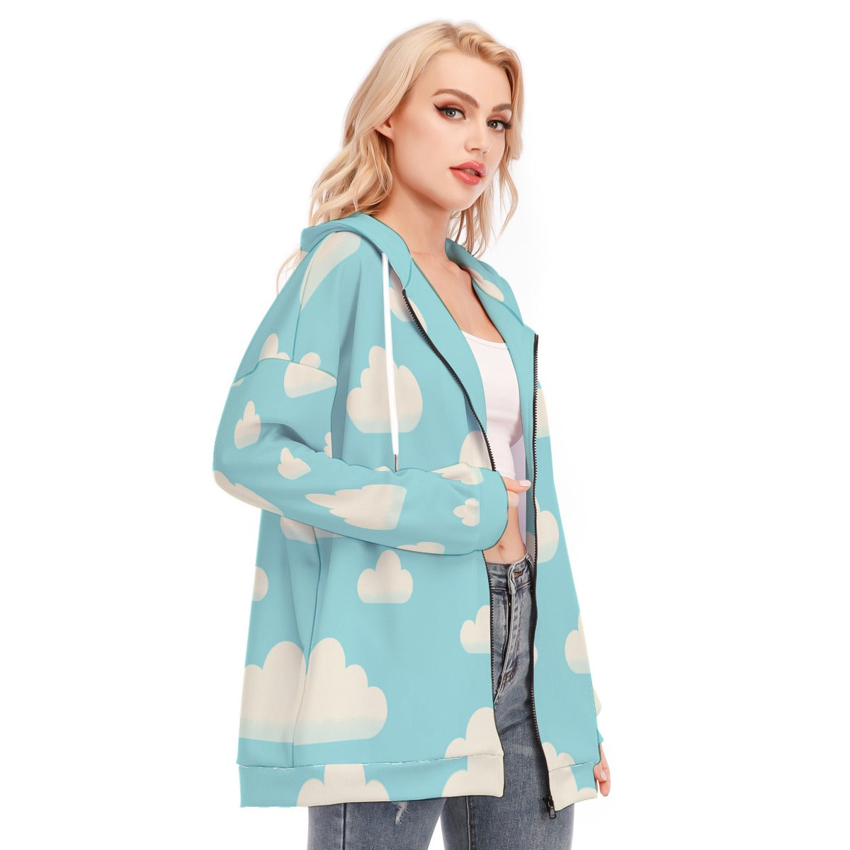 Women's Long Hoodie With Zipper Closure
