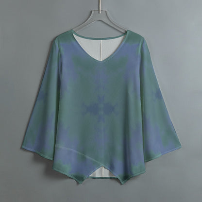 Women's V-neck T-shirt With Irregular Hem