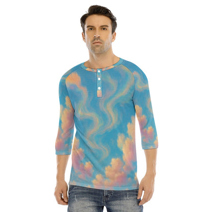 Men's Bracelet Sleeve T-shirt With Button Closure - view 1