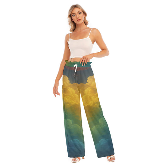 Women's Waist Fungus Edge Wide-leg Pants