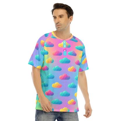 Men's Raglan Sleeve T-shirt With Button Closure
